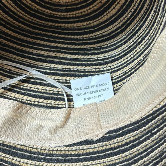 Women’s straw tan and black paper cotton sun hat summer hat - Picture 4 of 4